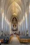 Interior View Of The Hallgrimskirkja Church In Reykjavik Stock Photo