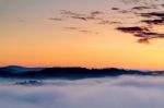 Sunrise Over Val D"orcia Stock Photo