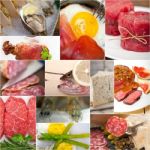 High Protein Food Collection Collage Stock Photo