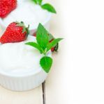 Organic Greek Yogurt And Strawberry Stock Photo