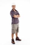 Standing Pose Of Casual Man With Folded Arms Stock Photo