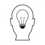 Technology Future Light Bulb Head Front View Stock Photo