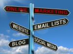 Online Marketing Signpost Stock Photo