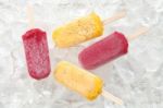 Passion Fruit Red Grapes Popsicle Yummy Fresh Summer Fruit Sweet Dessert Stock Photo