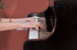 Girl Plays Piano Stock Photo