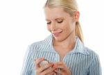 Business Lady Typing Sms Stock Photo