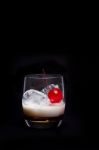 White Russian Cocktail - Isolated On Black Stock Photo