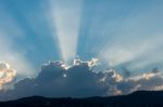 Sunbeams Over Lake Maggiore Piedmont Italy Stock Photo