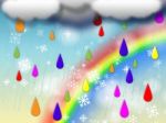 Rainbow Background Shows Colorful Rain And Snowing Stock Photo