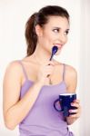 Woman Holding Morning Coffee Stock Photo