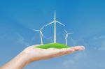 Wind Turbine In Hand Stock Photo