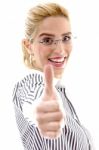 Smiling Female With Thumbs Up Stock Photo