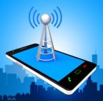 Smartphone Wifi Indicates World Wide Web And Antenna Stock Photo