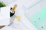 Champagne And Jacuzzi Spa Stock Photo