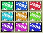 Jobs On Monitors Shows Working Opportunities Stock Photo