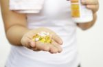 Woman Hand With Vitamins Stock Photo