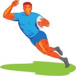 Rugby Player Running Ball Wpa Stock Photo