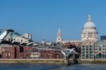 Millennium Bridge And St Pauls Cathedral Stock Photo