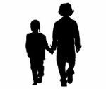 Silhouette Friends walking Stock Photo