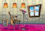 Cartoon  Illustration Interior Music Room With Separated Layers Stock Photo