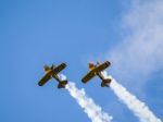 The Trig Aerobatic Team Flying Over Biggin Hill Airport Stock Photo