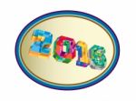 New Year 2016 Oval Low Polygon Stock Photo