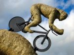 Olympic Cyclist Straw Sculpture Stock Photo