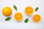 Fresh Orange Citrus Fruit On White Background Stock Photo