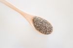 Premiun Raw Organic Chia Seeds Stock Photo