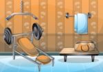 Cartoon  Illustration Interior Fitness Room With Separated Layers Stock Photo