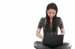 Girl With Laptop Stock Photo