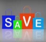 Save Shopping Bags Show Promo And Buying Stock Photo