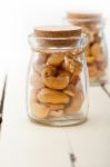 Cashew Nuts On A Glass Jar Stock Photo