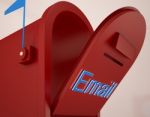 Opened Email Box Shows Outgoing Mails Stock Photo