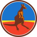 Kangaroo Circle Retro Stock Photo