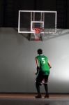 Basketball Player Hold Ball For Shoot Stock Photo