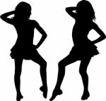 Dancing Silhouette Children Stock Photo