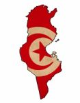 Tunisia Map On  Flag Drawing ,grunge And Retro Flag Series Stock Photo