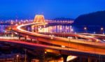 Banghwa Bridge At Night In Seoul,korea Stock Photo