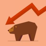 Bear With Graph Down Trend Stock Photo