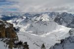 View From Sass Pordoi In The Upper Part Of Val Di Fassa Stock Photo