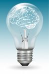 Brain In Electric Bulb Stock Photo