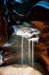 Sandfall In Upper Antelope Canyon Stock Photo