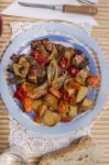 Oven Baked Meat With Potatoes Stock Photo