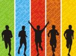 Athletes On A Colored Background Stock Photo