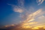 Dramatic Cloudy Sky In Twilight Time Stock Photo