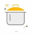 Thin Line Icons, Pot Stock Photo