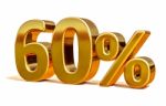 3d Gold 60 Sixty Percent Discount Sign Stock Photo