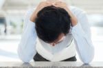 Young Man Is Stressed Stock Photo