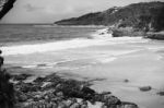 Pristine Beachfront At North Point, Moreton Island. Black And White Stock Photo